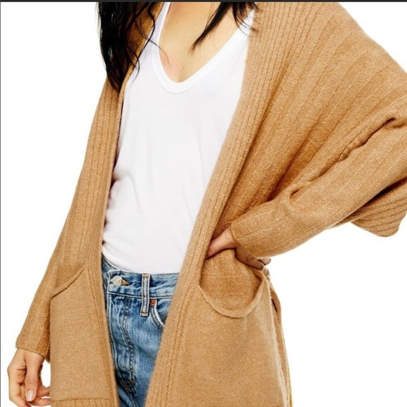 ✅Topshop Long Midi Open Cardigan Sweater Camel 12 - Picture 4 of 12